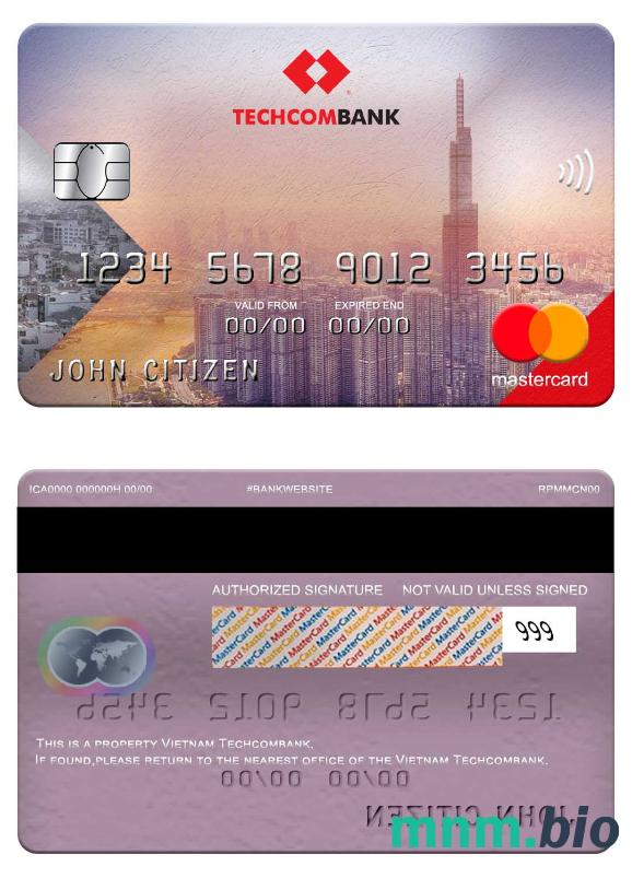 Vietnam Techcombank przykład karty mastercard w formacie PSD